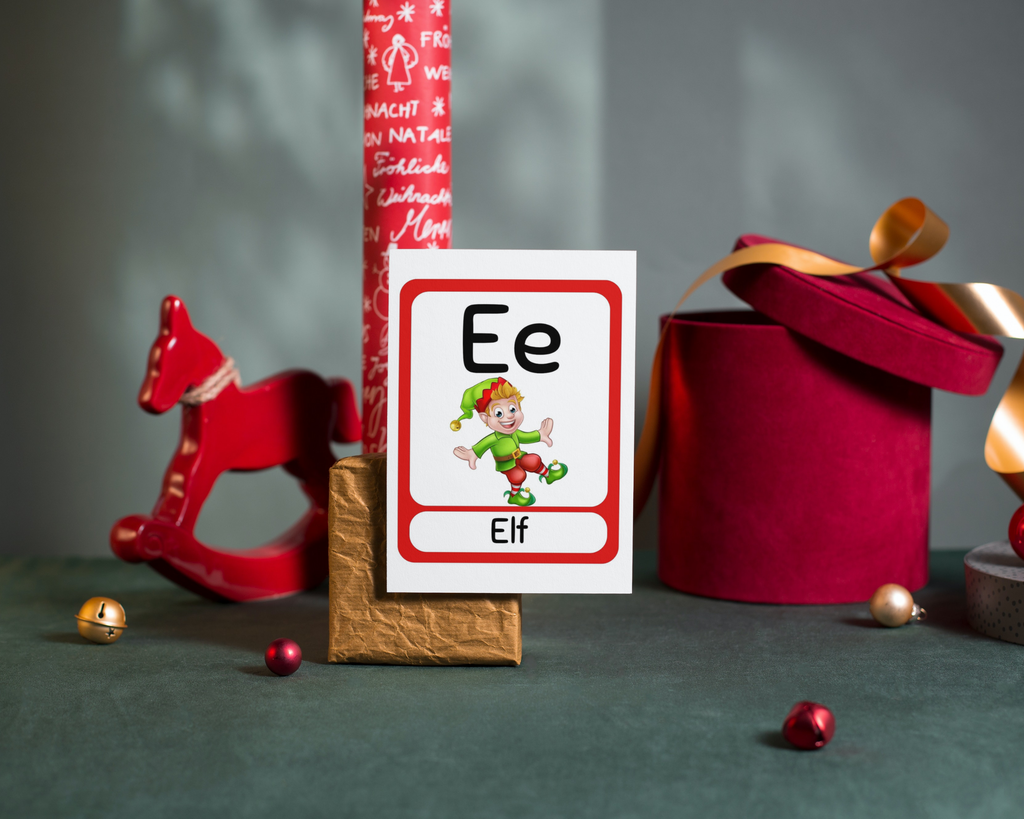 Christmas Flashcards, ABC Flashcards, Christmas Vocabulary Flashcards, Christmas Downloadable, FlashCards PDF Printable, Child Activities