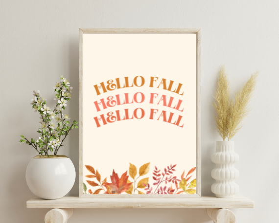 Hello Fall Wall Art Bundle - Instant Digital Download, Fall Downloadable, Fall Artwork, Fall Aesthetic, Home Decor
