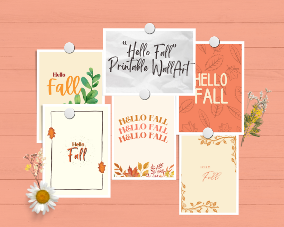 Hello Fall Wall Art Bundle - Instant Digital Download, Fall Downloadable, Fall Artwork, Fall Aesthetic, Home Decor