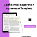 Confidential Separation Agreement Template, Business Template, Contracts for Small Business, Downloadable and Printable, Contract, Legal