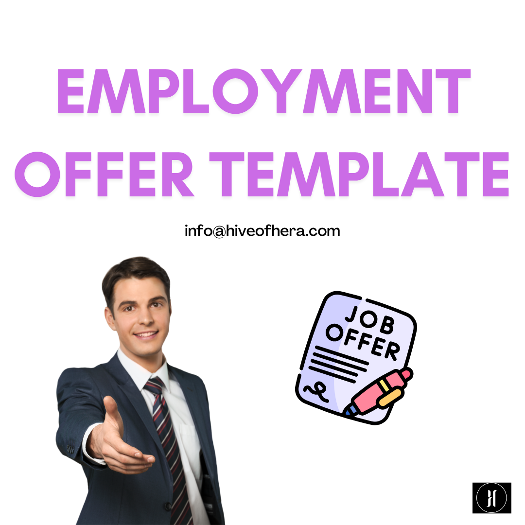 Employment Offer Template, Hiring Practices for Small Business, Letter of Employment, Official Letter, Legal, Monthly Salary Agreement