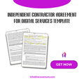 Independent Contractor Agreement for Digital Services Template, Contracts for Small Business, Downloadable, Work Agreement, Freelance Terms