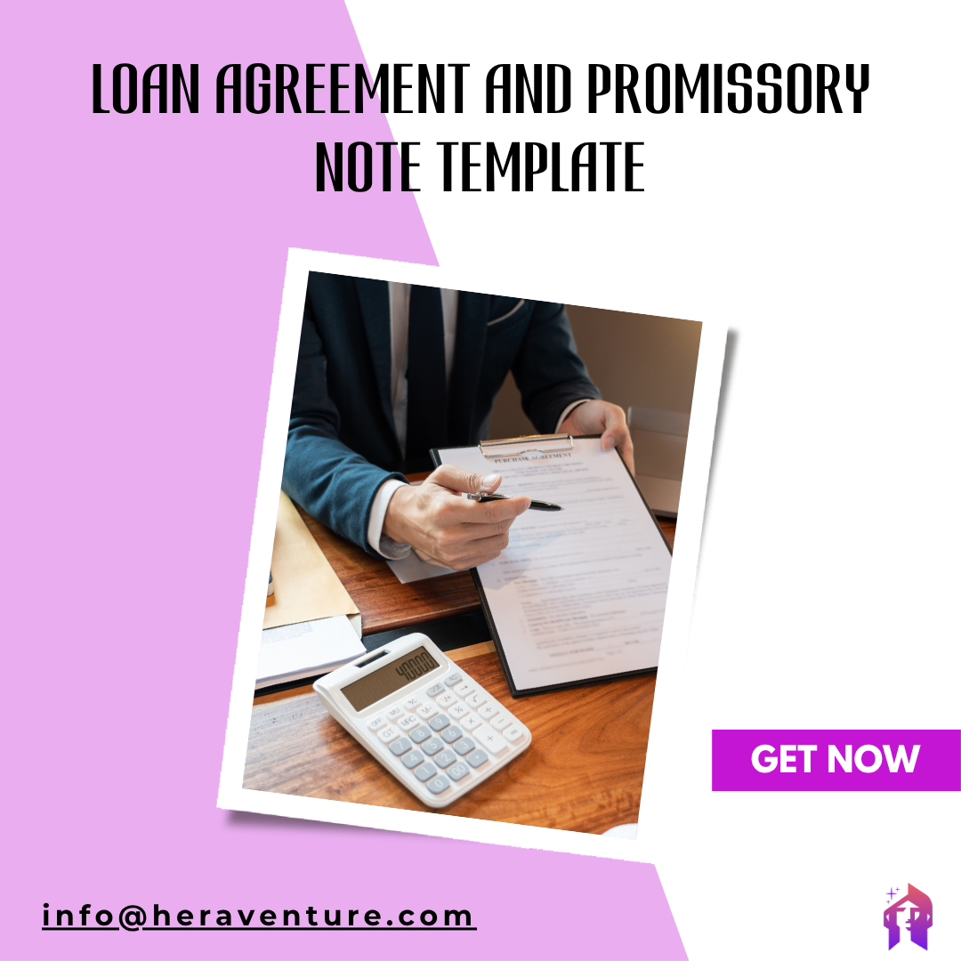 Loan Agreement and Promissory Note Template, Contracts for Small Business, Downloadable and Printable, Personal or Professional Contract