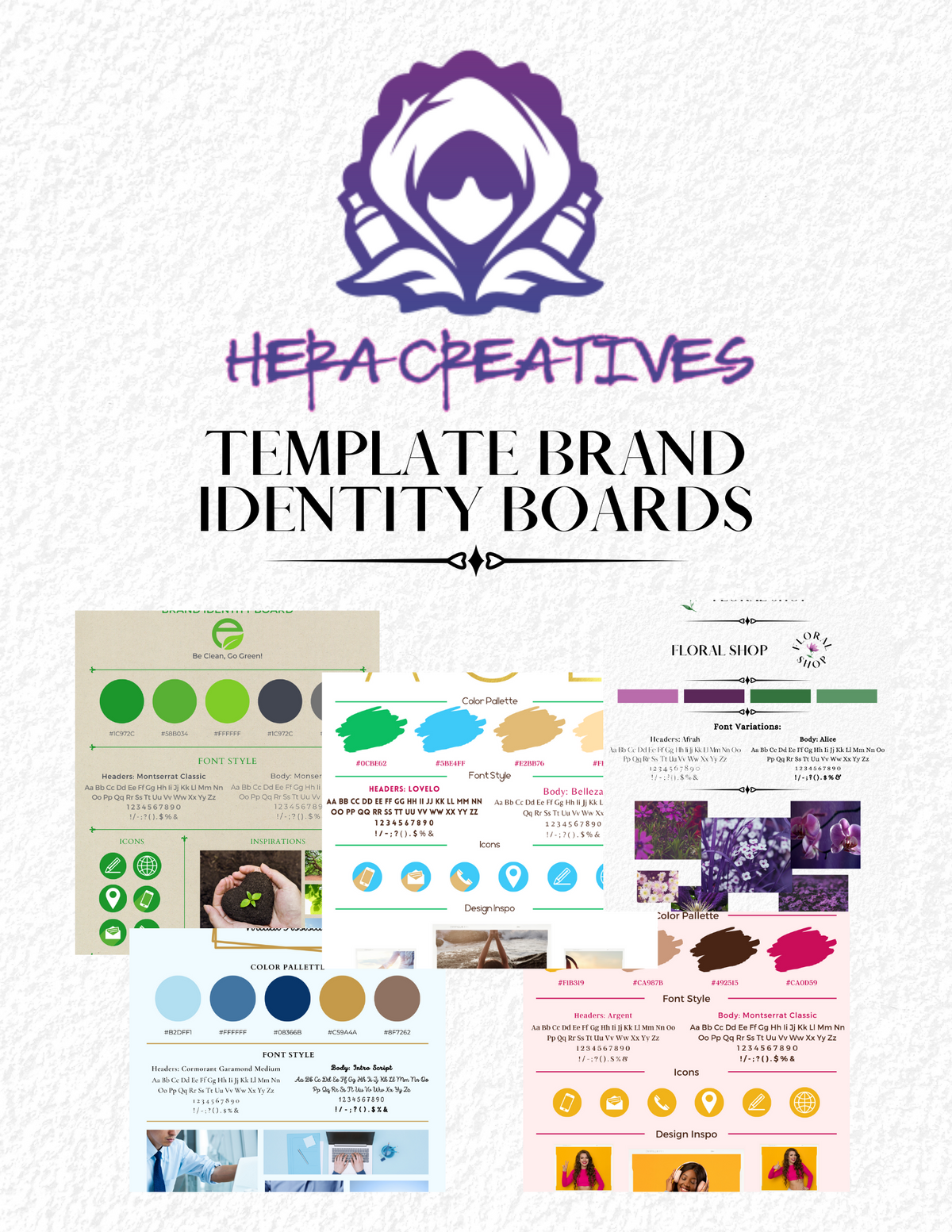 Brand Identity Mood Board Templates, 5 Pack Printable Canva Template, Business Marketing, Small Business Identity, Logo, Branding, Aesthetic