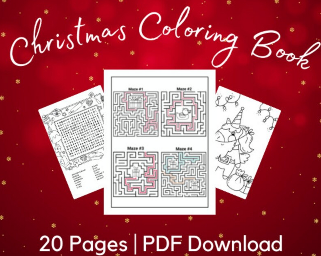 Christmas Coloring Book, Pages for Kids, Christmas Digital Download, Winter Printable, Child Activities, Instant Download, PDF Activity Book