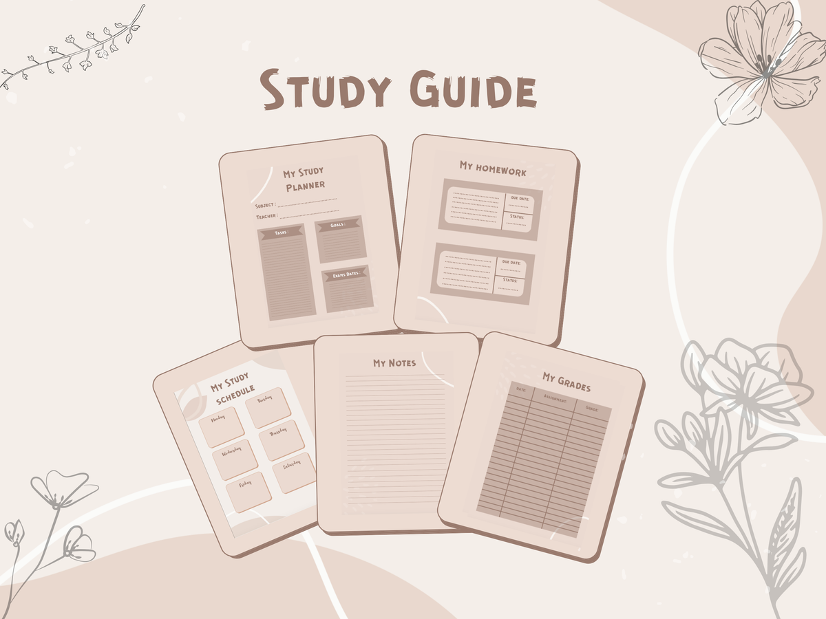 Study Guide College or High School, Girly Aesthetic, Study Planner and Organizer, Organization for School, Daily Agenda, Study Management